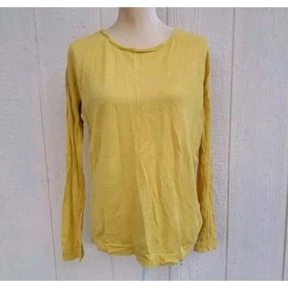 luisa cerano yellow linen blend lightweight longsleeve top womens sz 10 - Picture 1 of 5